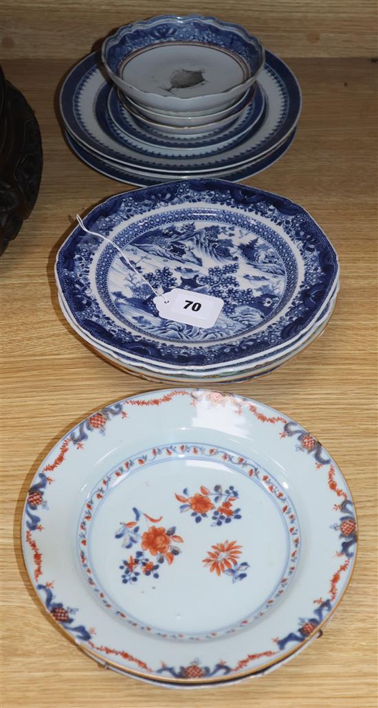 A group of 18th century Chinese export plates and saucers